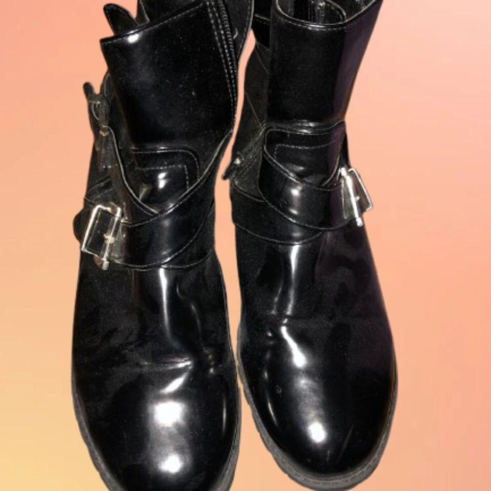 ASOS Shiny Black Combat Boots